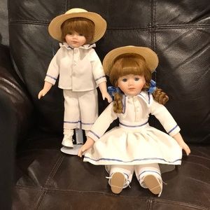 A porcelain doll set created by Seymour Mann.